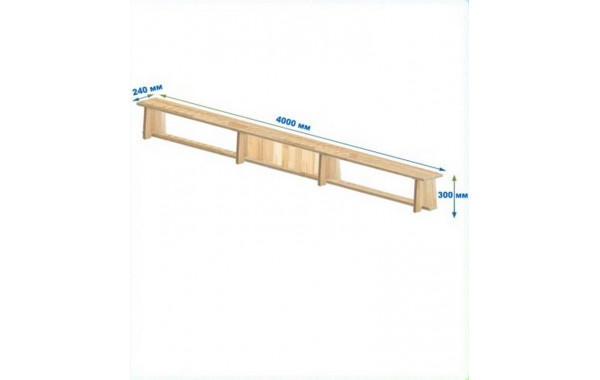 Скамейка гимнастическая 4000мм (щит.сосна) ножки дерево Dinamika 600_380