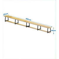 Скамейка гимнастическая 4000мм (щит дерево) ножки метал с РО Dinamika