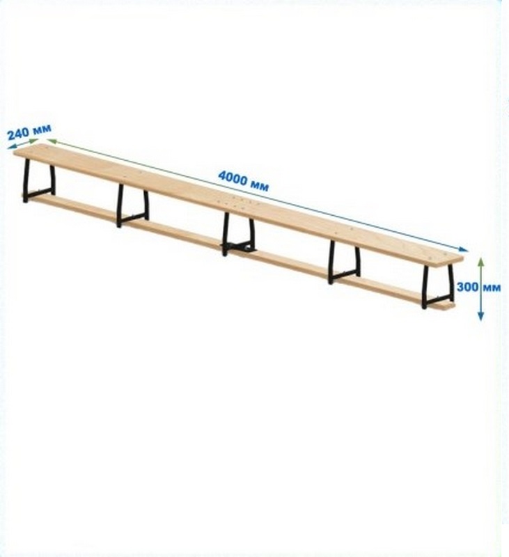 Скамейка гимнастическая 4000мм (фанерная) ножки метал Dinamika 731_800