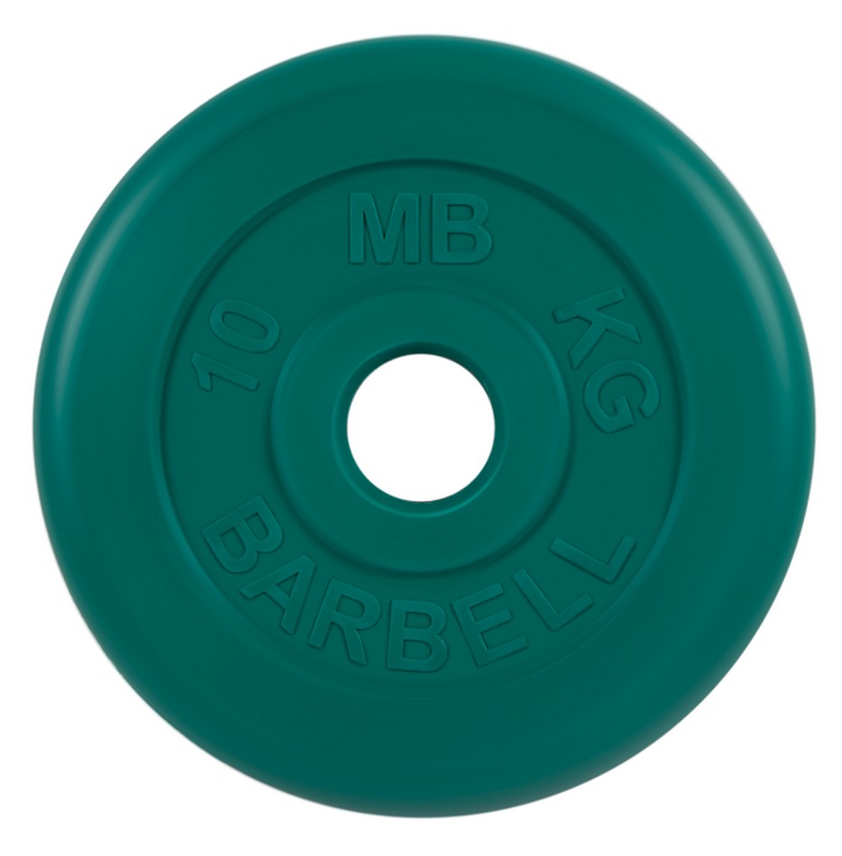 Диск обрезиненный d51мм MB Barbell MB-PltC51-10 10кг зеленый 934_950