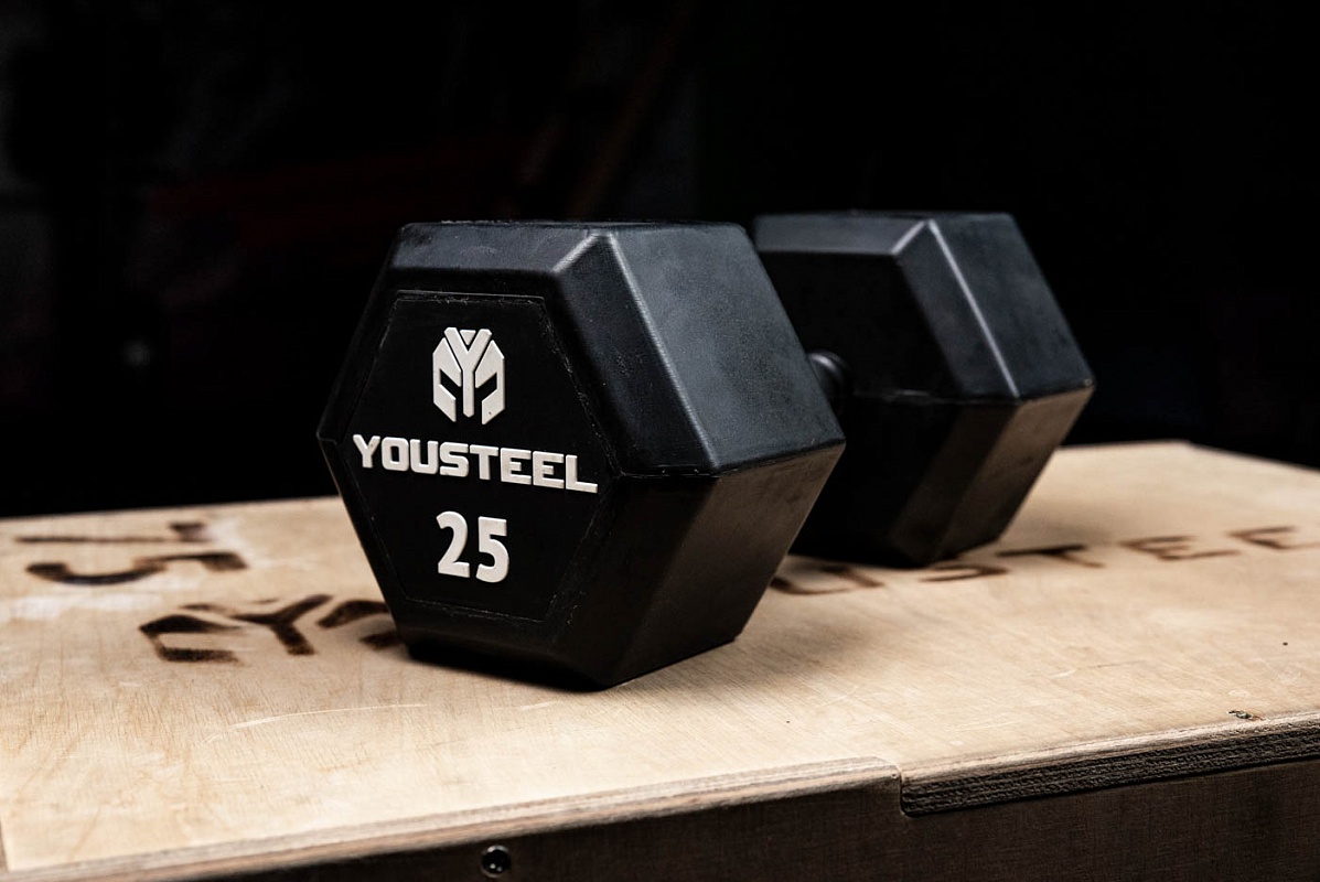 Гантель обрезиненная YouSteel HEX DB 12,5 кг 1197_800